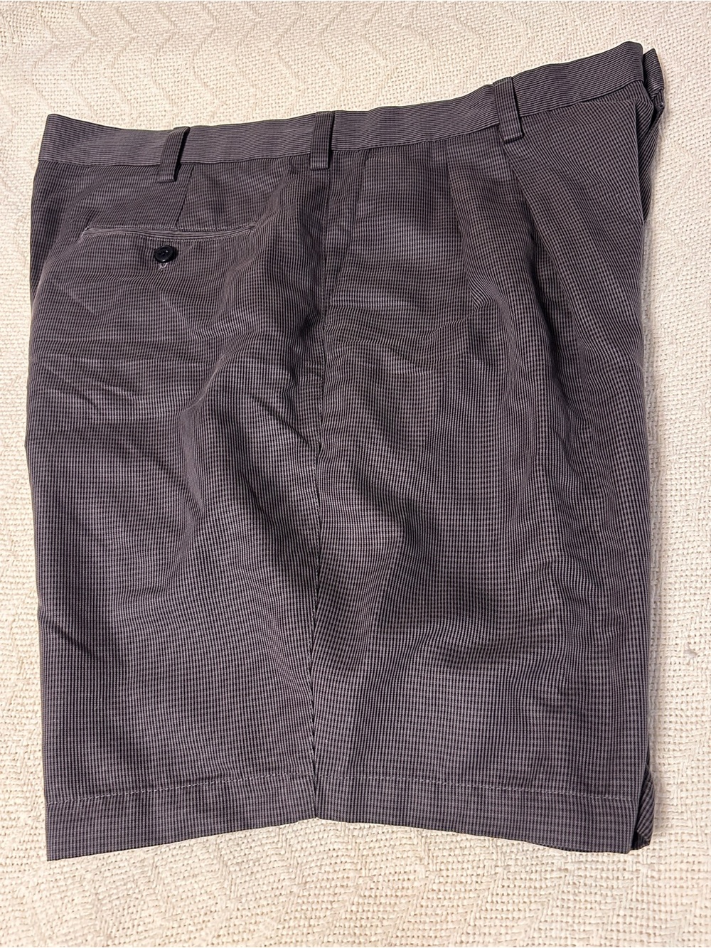 Roundtree & Yorke Men's Charcoal Micro-Check Flat Front Shorts